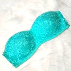 Victoria's Secret PINK Vibrant Teal Lace Bandeau Size Small